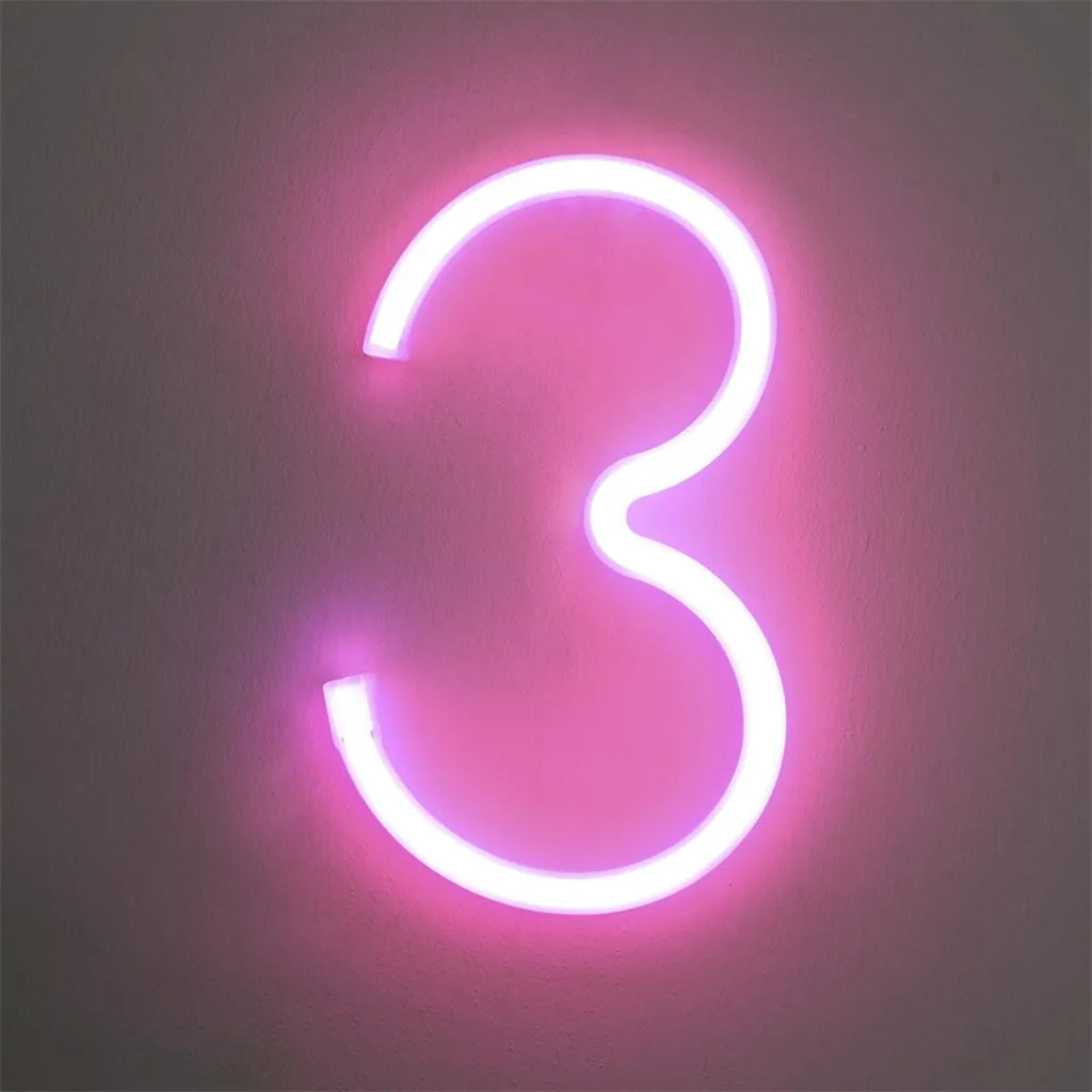 Creative 3d 0-9 Digital Number Letter LED Lights Night Light Plastic Letters Standing Hanging Pink Birthday Party Decor | Лампы и