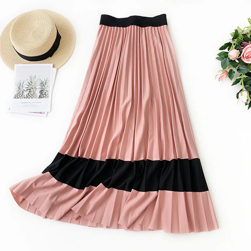 Осенне зимняя новая юбка с вышивкой эластичная трикотажная плиссированная