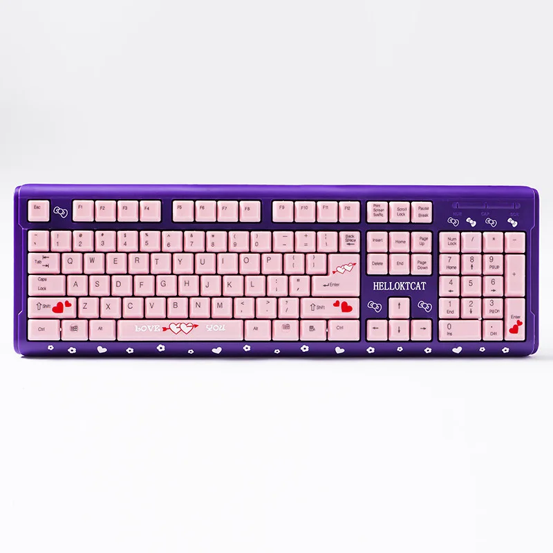 pink cute 104 wired keyboard usb ultra thin cartoon cat home laptop keyboard office gaming peripheral electronics keyboard free global shipping