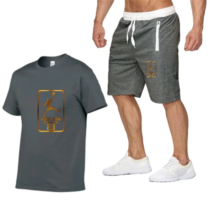 

2 piece set men outfits cotton t-shirt+zipper shorts summer set tracksuit men sport suit jogging sweatsuit basketball jersey 3XL