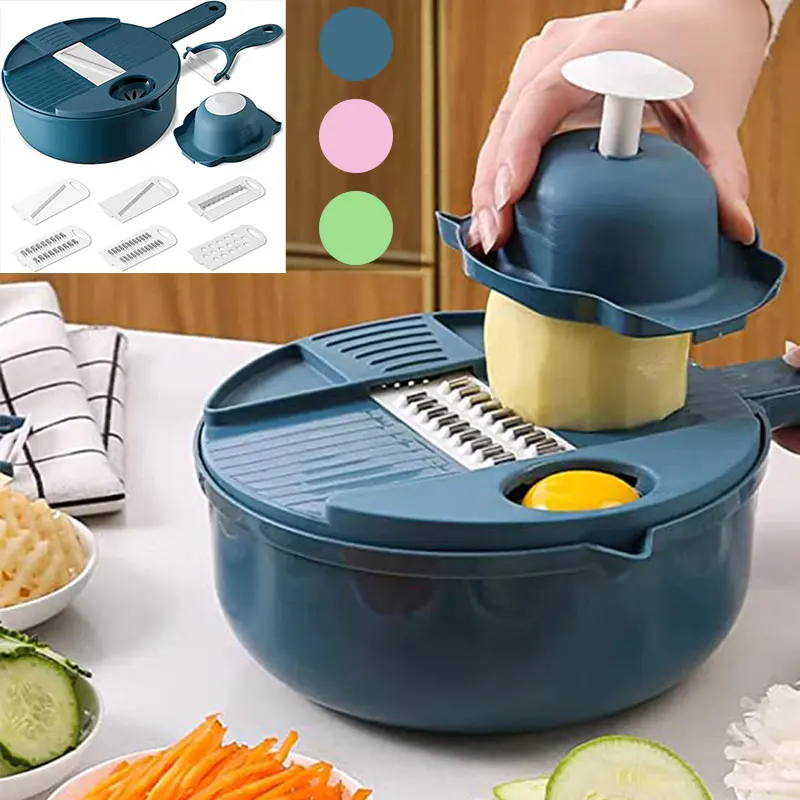 

Multi Function Home Vegetable Chopper Manual Carrots Potatoes Shred Grater with Drain Basket Handle Durable Kitchen Slicer Tools