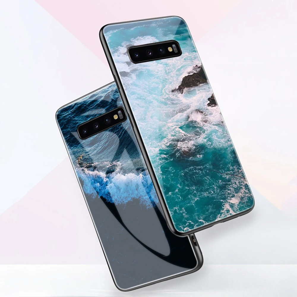

Clouds Wave Case For Samsung Galaxy S21 S10 S9 S8 S10e S20 FE Ultra A51 A71 A50 A21S A70 Note 20 10 9 8 Plus Tempered Glass Back