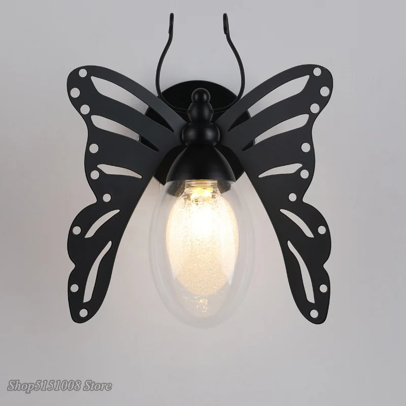 

modern butterfly led wall lights Creative vintage Iron art wall lamps the wall for child room G9 light bulb Home decor Luminaire