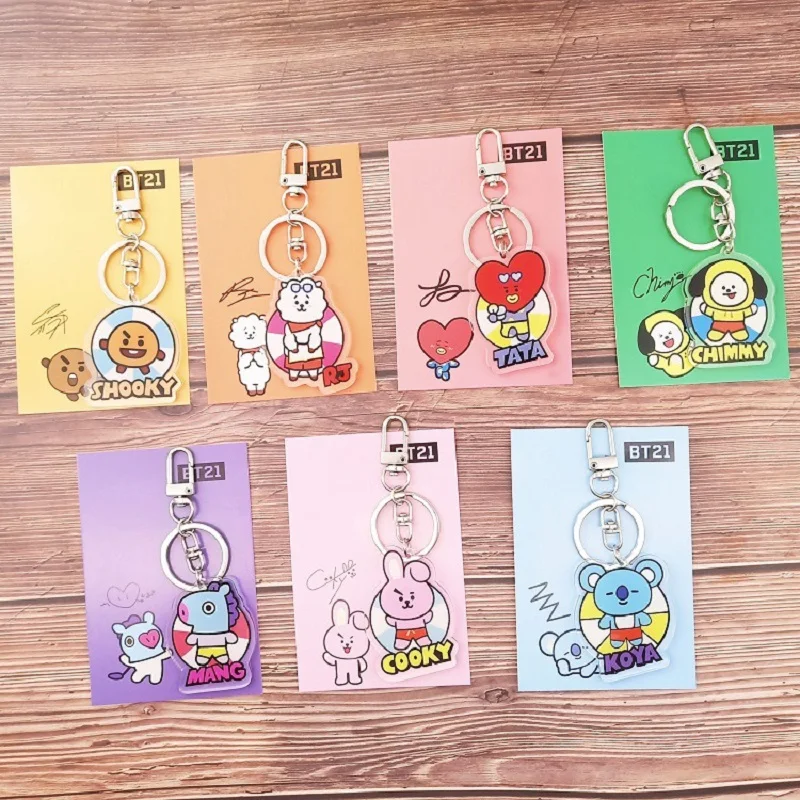 

KPOP Bangtan Boys acrylic keychain Double-sided transparent pattern cartoon character keychain