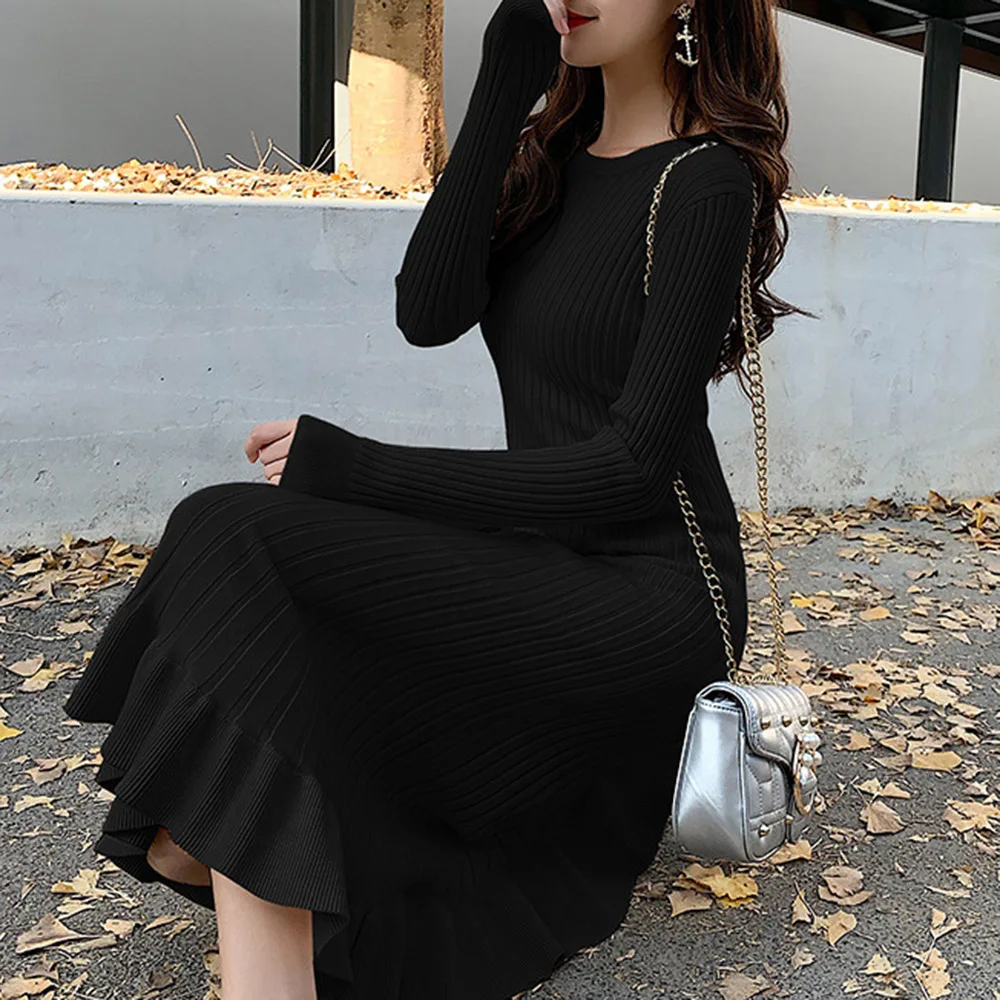 Женское трикотажное платье-русалка Элегантное Длинное эластичное платье с