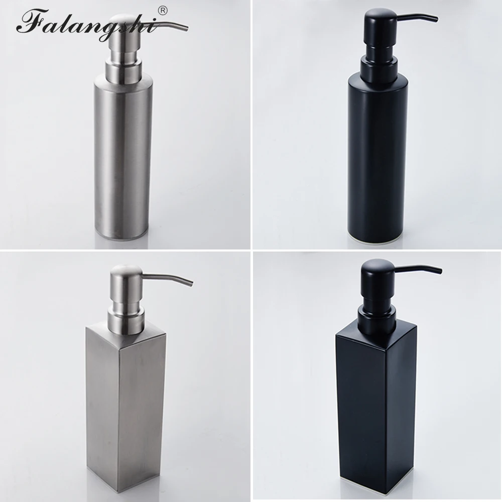 falangshi high quality black soap dispenser bathroom accessories stainless steel 304 wall mounted liquid soap organize wb8600 free global shipping
