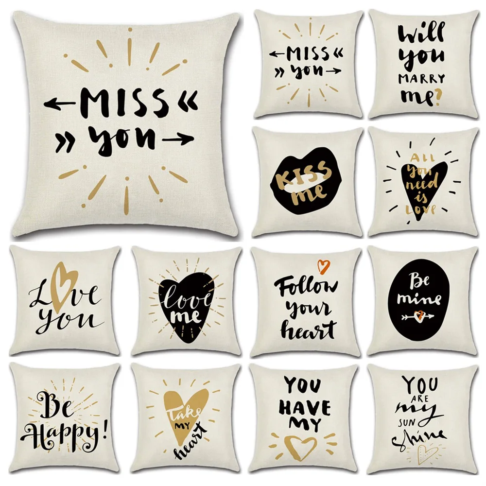 

Creative Letters Lovers Pillowcase Back Cushion Cover Pillowcase Love Love Cushion Cover Car Sofa Quilt Cover