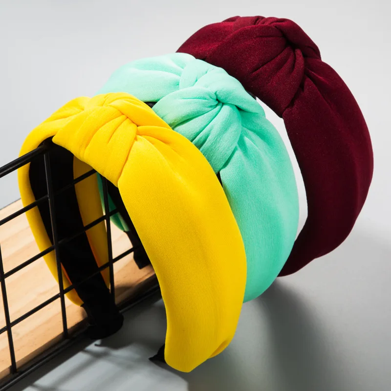 Модные женские ободки с бантиком модные толстые для волос из губки широкая