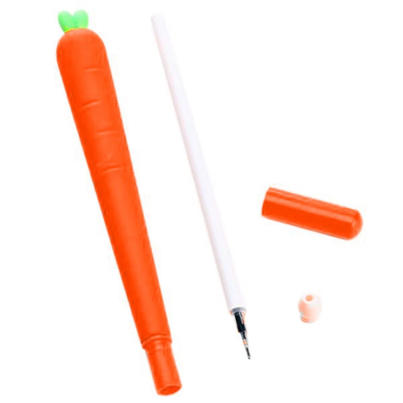 

27 Pcs Pen : 15 Pcs 0.38Mm Flower Shape Gel Pen with 12 Pcs Carrot Gel Ink Pen Soft RollerBall Pen Novelty Cute for Office Schoo