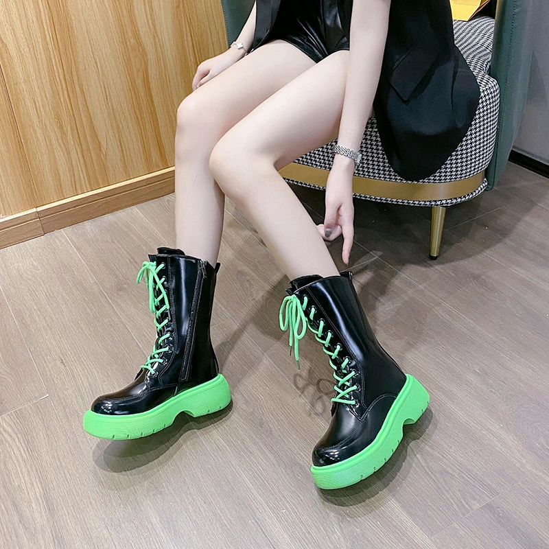 Women's Ankle Boots 2022 Autumn and Winter Latest Thick Heel Boots Women's Leather Comfortable Round Toe Platform Boots