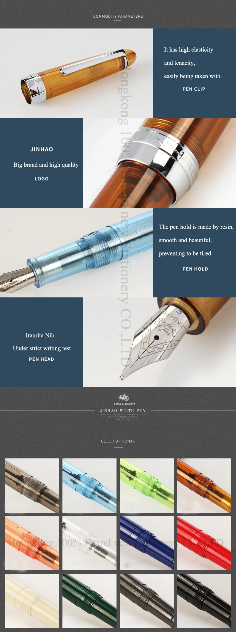 Высококачественная перьевая ручка Jinhao чернильная ручка 0,5 мм перо Stylo plume Роскошная прозрачная ручка Iraurita stilografica Chancery 03827