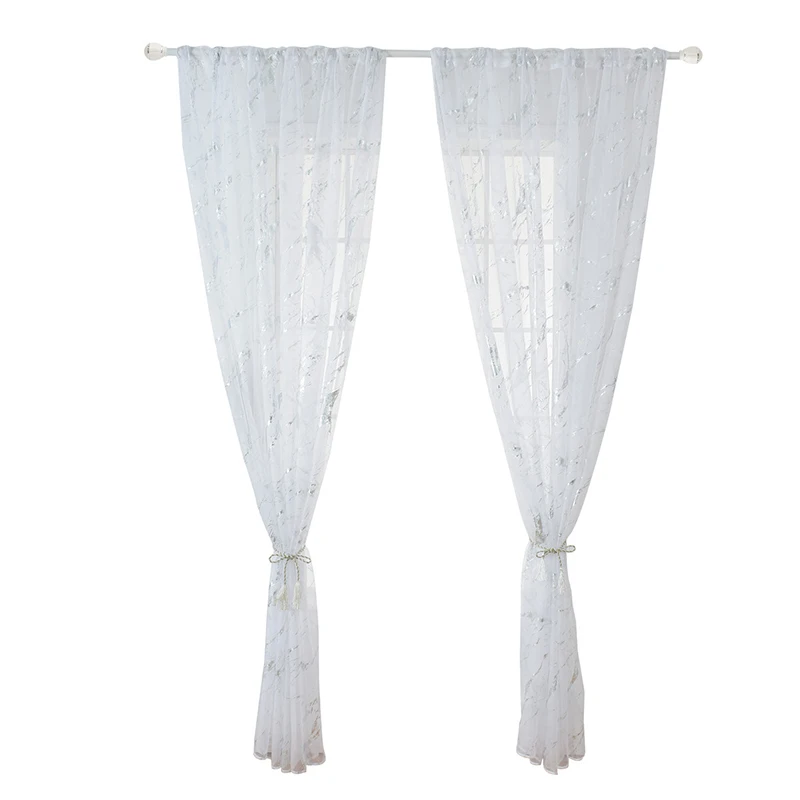 Тюлевые шторы для гостиной вертикальные занавески в мраморную полоску с принтом