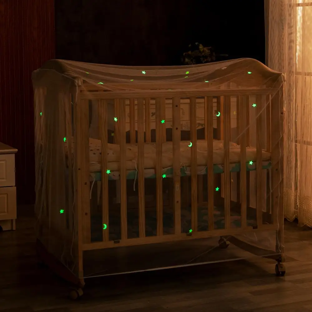 Москитная сетка для детской кроватки с флуоресцентной звездой и луной навес