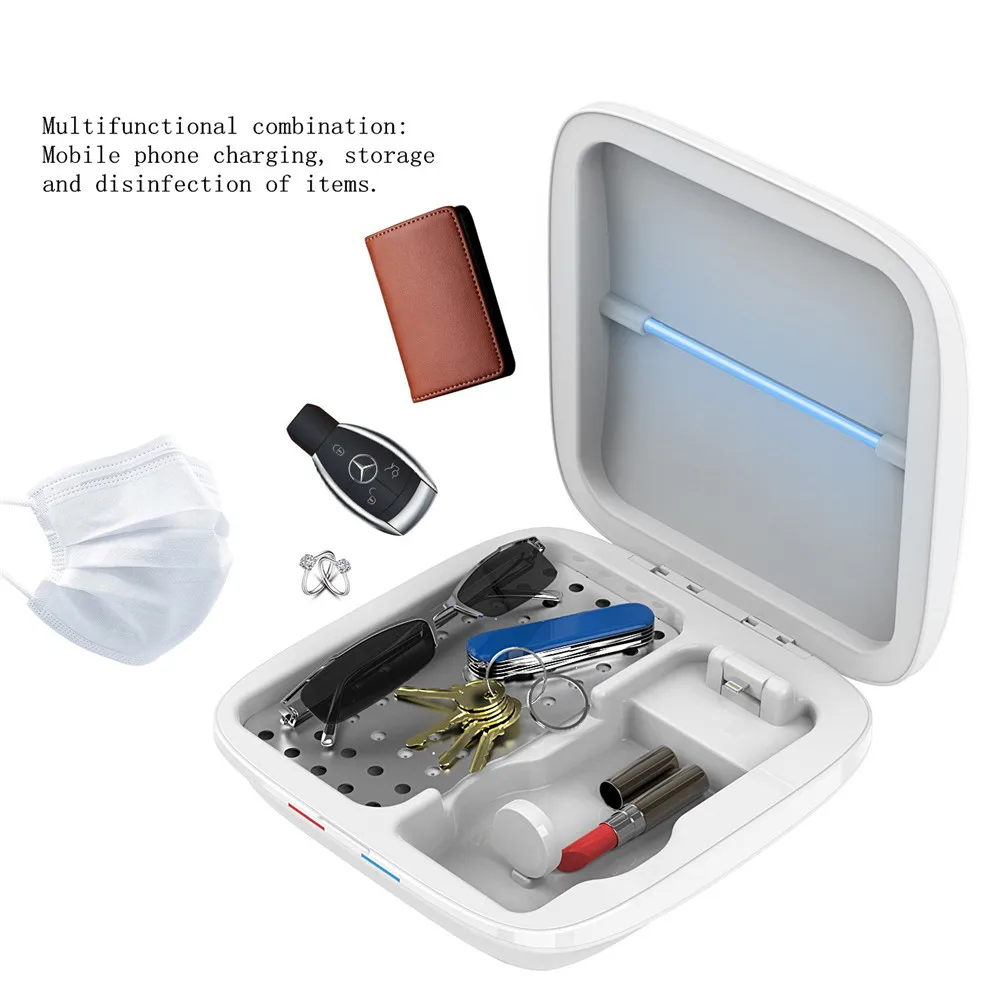 

Multifunctional Wireless Charger UV Disinfection Storage Box 4 in 1 Charging Box For iPhone Airpods IWatch Charging