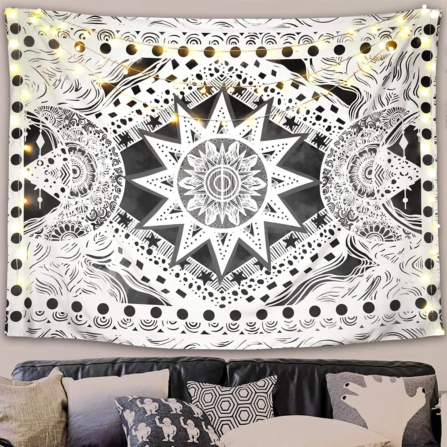 

Grey Sun and Moon Color Hippie Mandala Tapestry Background Wall Covering Home Decoration Blanket Bedroom Wall Hanging Tapestries