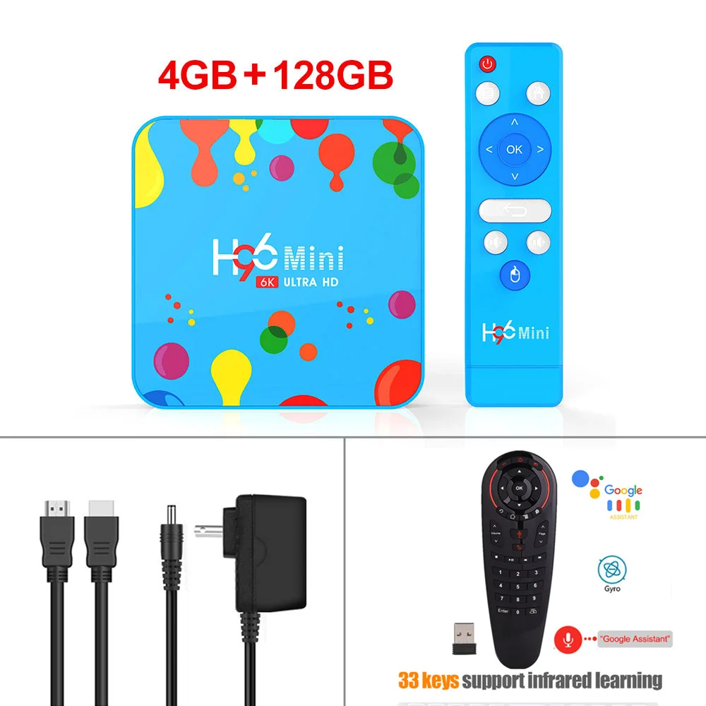 H96MINI 4G128G G30S 4 ГБ ОЗУ 32 ГБ/128 Гб ПЗУ H96 Мини Android 9,0 ТВ коробка Allwinner H6 четырехъядерный 6K Wifi Buletooth Google плеер Youtube телеприставка - Цвет: H96MINI 4G128G G30S