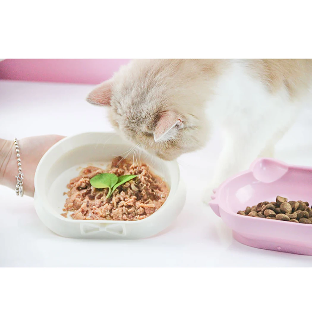 Creative 2 In 1 Pet Food Bowls Multifunction Creative Cat Face Decor Pet Water Food Bowl For Cat Dog Pet Feeding Supplies