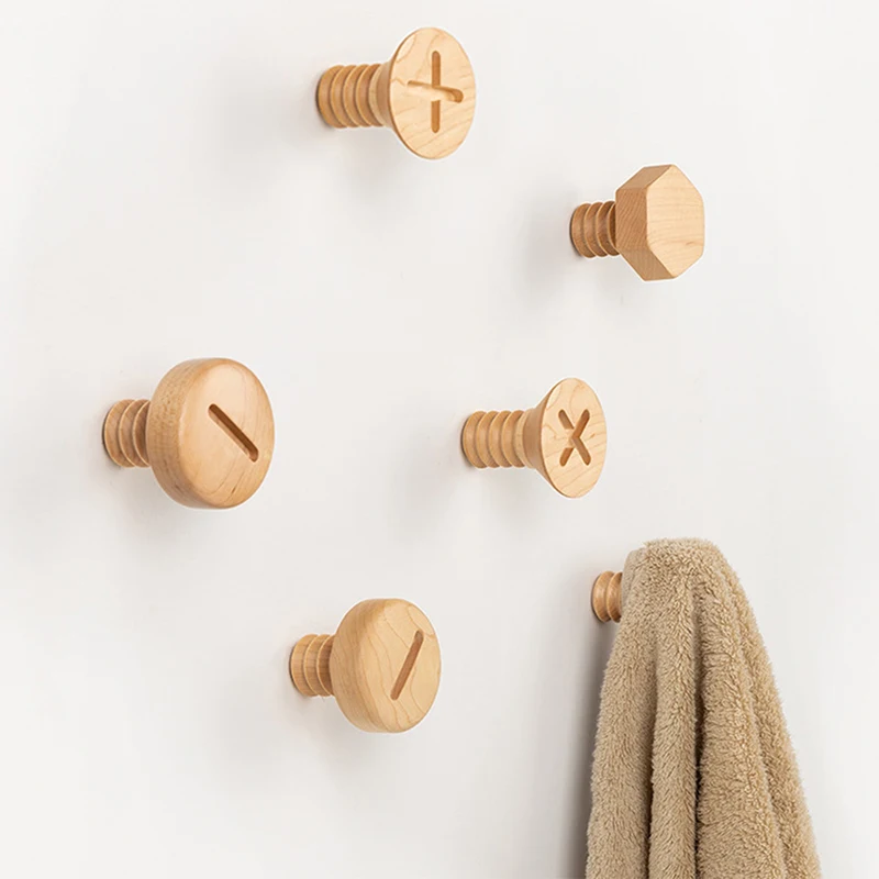 

Wall Decoration Coat Hooks Shelf Creative Solid Wood Screw Hooks American Cloakroom Living Room Home Decoration Coat Rack