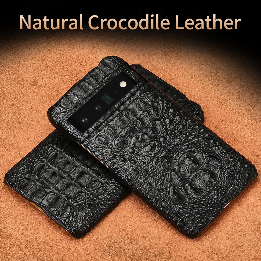 

LANGSIDI Brand 100% Natural Crocodile Leather Phone Case for Google Pixel 6 pro 5 Pixel 4A 5A 5g Luxury back Cover fundas