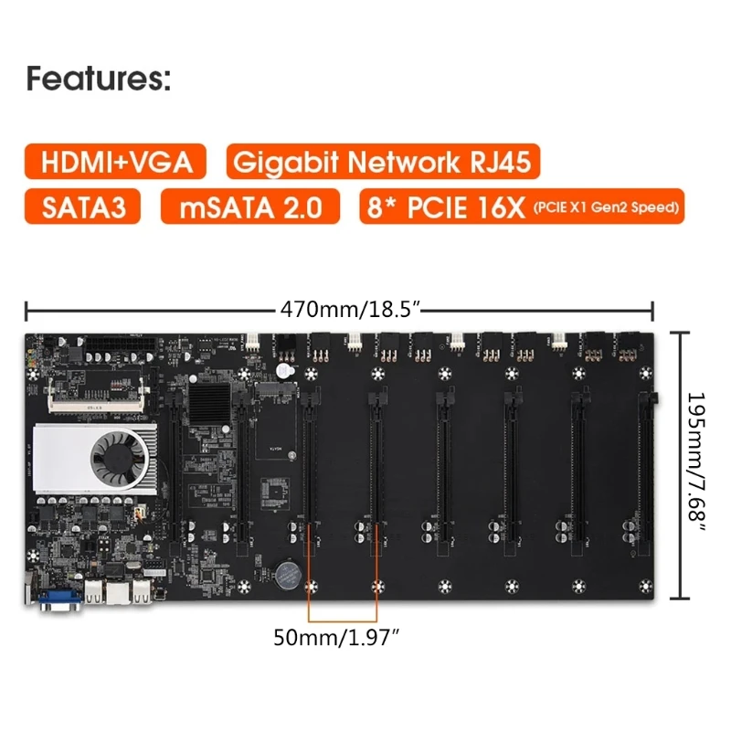 

Brand New Onboard 1037U CPU HM77 Chipset VGA HDMI-compatible 8-GPU Bitcoin motherboards for miner T37 Gigabit Ethernet 85DD