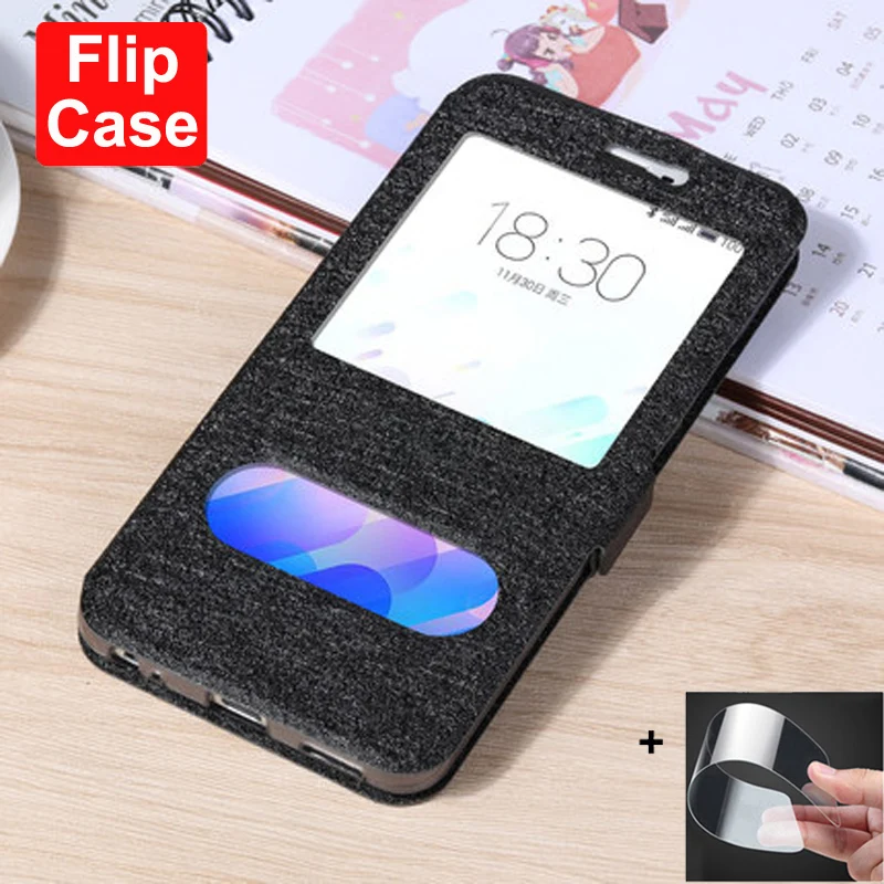 Чехол-книжка для Meizu M3x, с окошком, из искусственной кожи