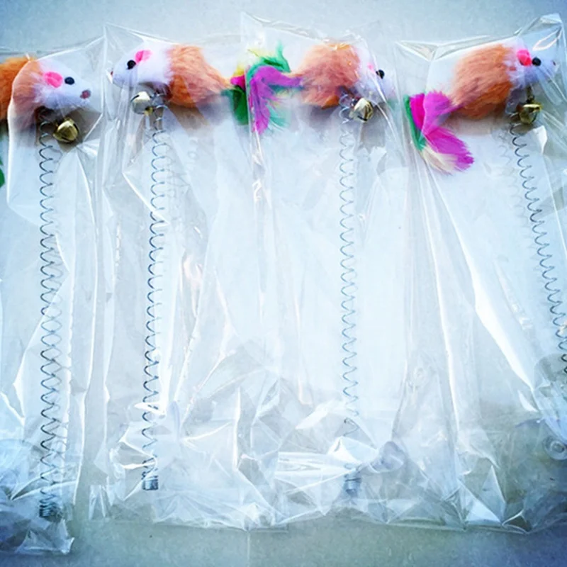 1 Pcs Cat Interactive Elastic Feather Toys Fake Rat Sucker Spring Mouse With Shape Cats Funny Stick | Дом и сад