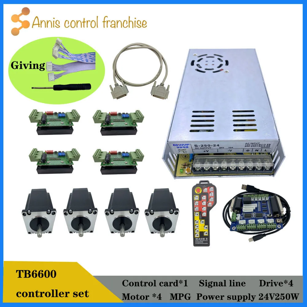 Продвижение набор контроллеров CNC 4 оси TB6600 Драйвер шагового двигателя Nema23