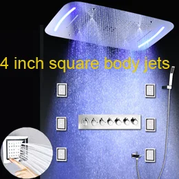 with 4 inch body jet 4 инч объёмная струй Ванная комната Concea светодиодный Светодиодный туманный душ Панель Декодер каналов кабельного телевидения осадков водопад термостатический высокая пропускная смеситель для душа - Цвет: with 4 inch body jet