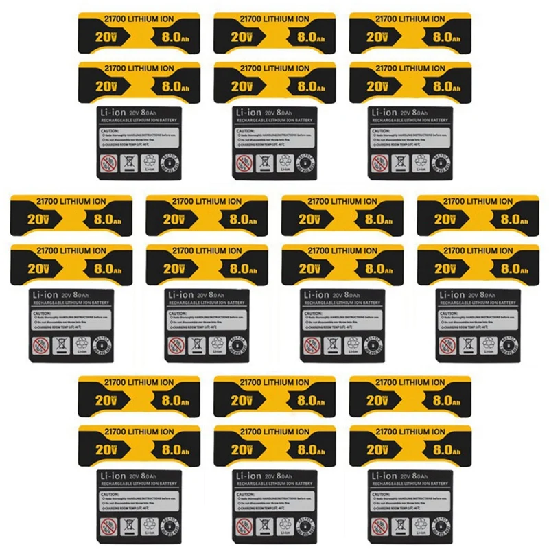 

10 шт. 10x21700 литий-ионных батарей Ач стикер для DeWalt 18 в 20 в литиевых батарей ярлыки аксессуары DCB200 DCB203