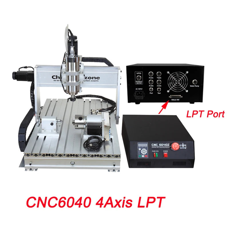 CNC 6040z 2.2KW 4 оси ЧПУ деревообрабатывающий фрезерный станок 3 оси металлический USB фрезерный гравер станок резак алюминиевый DIY резьба независимый привод - Цвет: CNC6040 4Axis LPT
