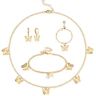Ожерелье-чокер с подвеской-бабочкой женское, винтажная цепочка до ключиц с бабочками, очаровательные ожерелья и серьги в богемном стиле, Подарочная бижутерия