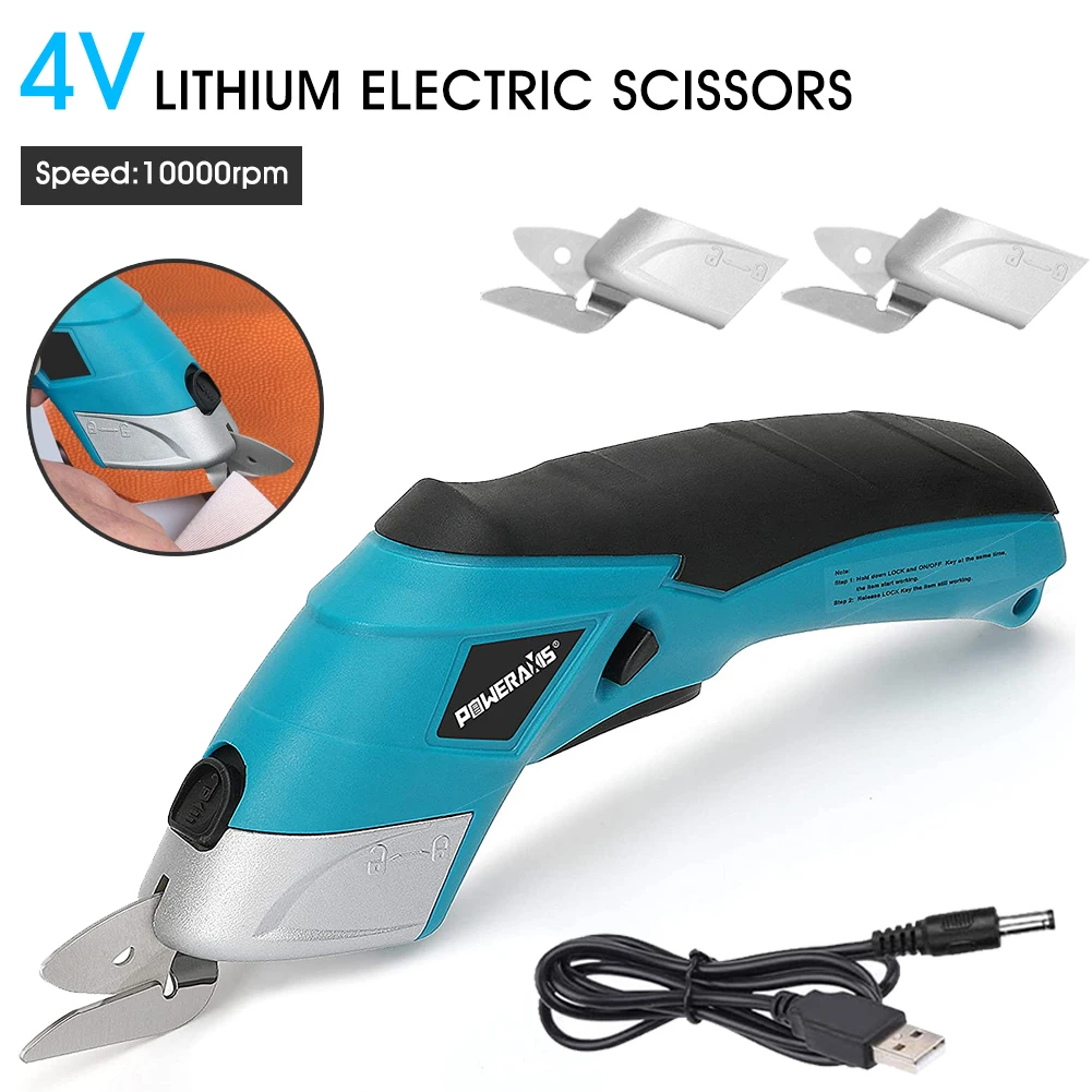 

Home Electric Fabric Scissors Cordless Power Scissor Shears Rechargeable Cutting Tool for Sewing Cardboard Crafting with Blade