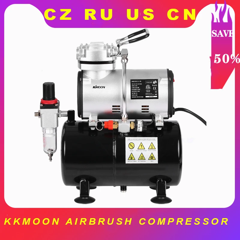 KKmoon Профессиональный компрессор аэрограф безмасляный тихий насос высокого
