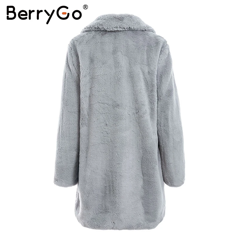 BerryGo теплое пальто из искусственного меха зимнее женское Элегантное мягкое