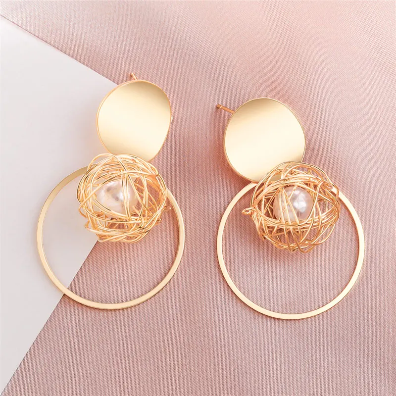 Gold 10 BICUX, винтажные акриловые серьги-капли для женщин,, модные ювелирные изделия, корейские Металлические геометрические золотые Висячие висячие серьги - Окраска металла: Gold 10