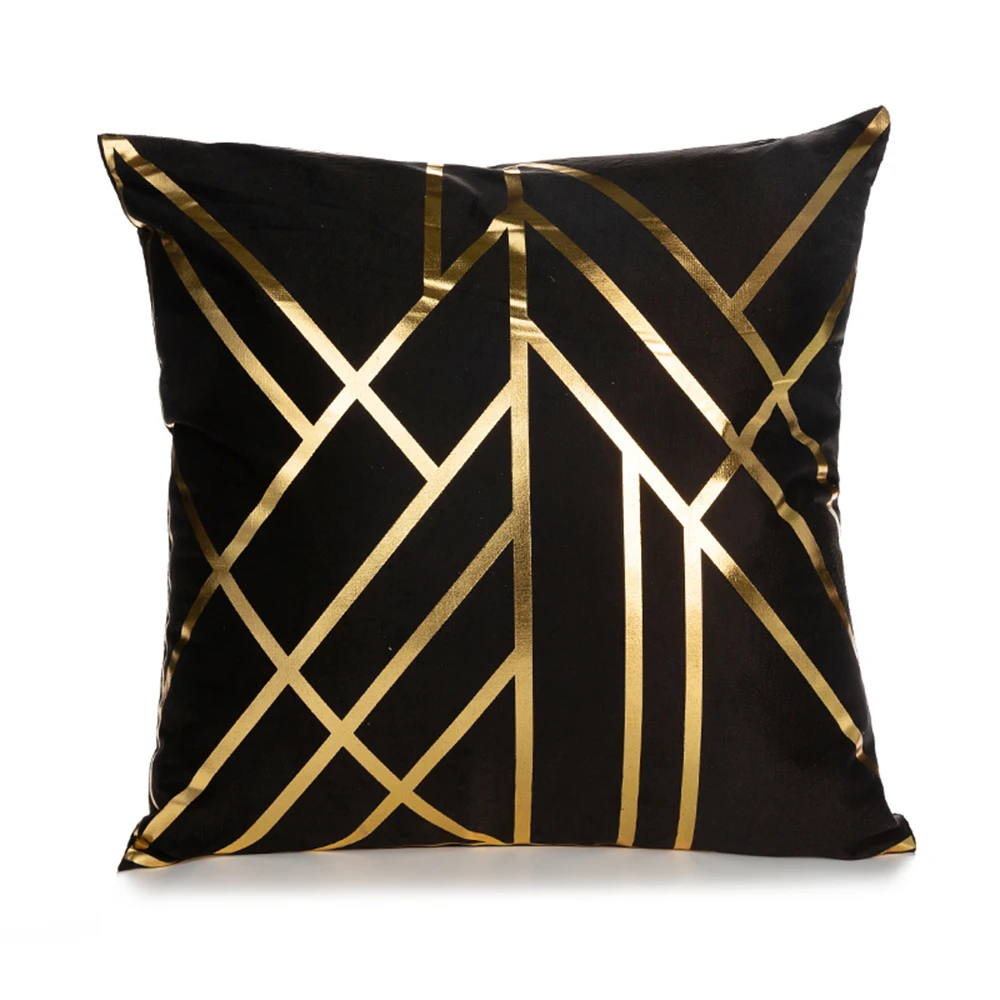 

45cm Stamping Gold Pillowcase Retro European Style Sofa Cushion Cover Home Decorative Short Plush Pillow Cover Cushion Bed Car