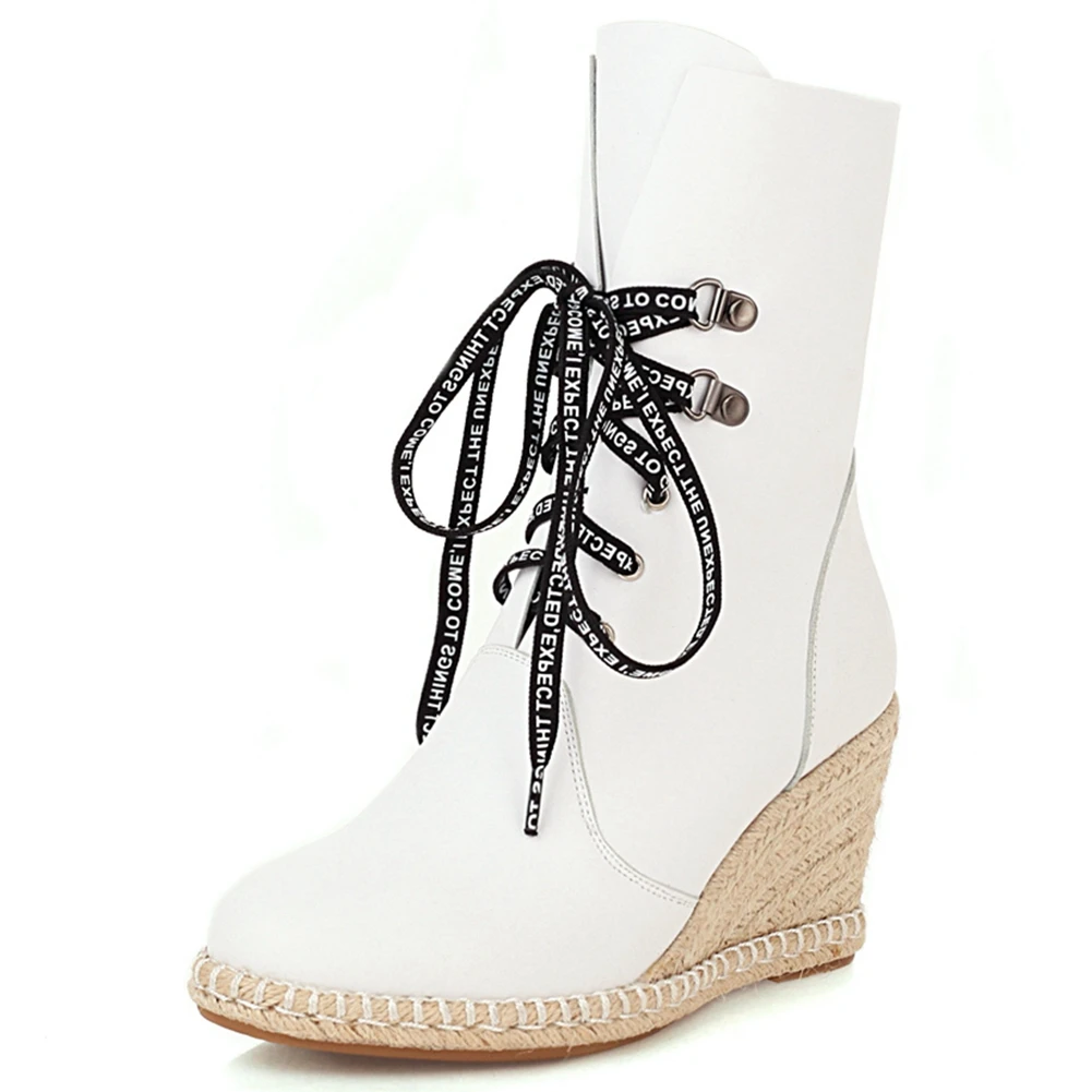 

DORATASIA Big Size 32-44 Ladies Ankle Boots 2020 Autumn Concise Boots Women Platform Wedges High Heels shoelace Shoes Woman