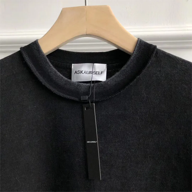 

High Askyurself Street Washed Do Old Vintage T Shirt Men Women High-Quality Inside Out Loose Askyurself T-shirts Tee