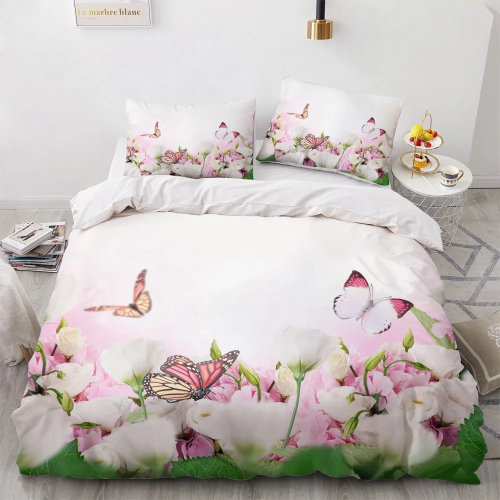 Simple Bedding Sets 3D Plant Flower Duvet Quilt Cover Set Comforter Bed Linen Pillowcase King Queen Full Double Home Texitle | Дом и сад