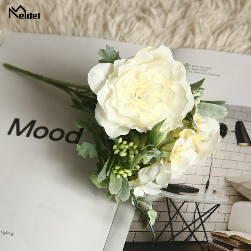 Meldel шелк Камелия розы Искусственные цветы длинные пластиковые Стволовые