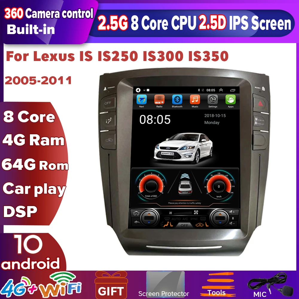 

ZOYOSKII Android Car Radio GPS for Lexus IS IS250 IS300 IS350 Vertical Screen Tesla Style multimedia Navigation Player 2005-2011