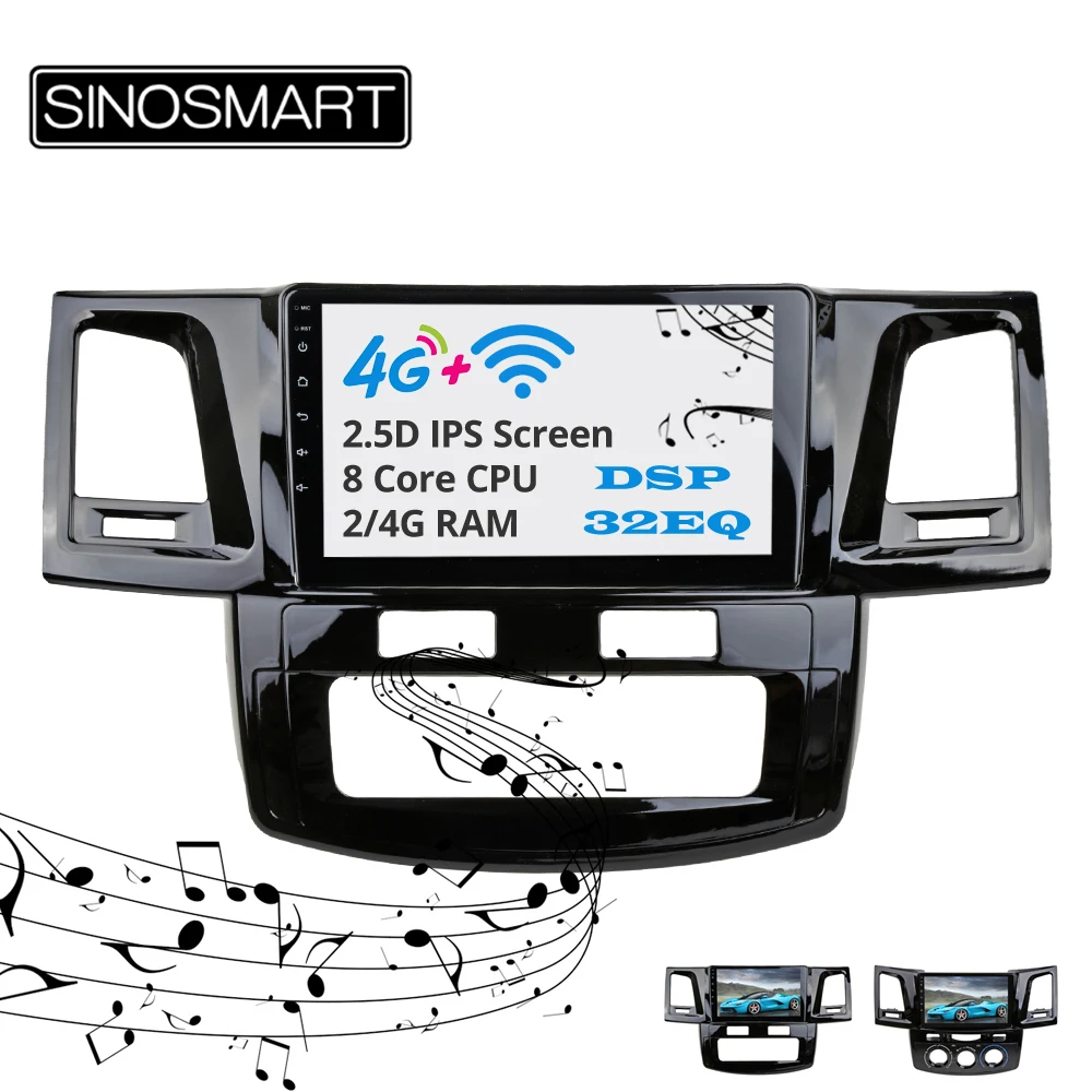 Sinosmart Android 8,1 ips/QLED 2.5D экран автомобильный gps радио навигационный плеер для Toyota FortunerHilux Авто AC/ручной AC 2010