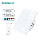 Умный сенсорный выключатель SESOO европейского стандарта, настенный выключатель с дистанционным управлением через приложение и поддержкой Wi-Fi для Alexa  Google Home