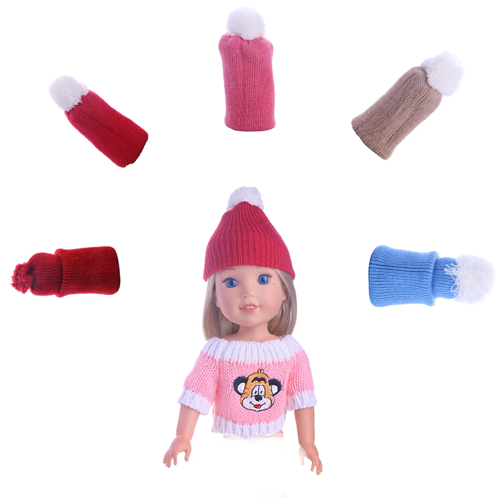 LUCKDOLL дружественный хлопковая веревка шерстяная кукла Шапки подходит 14 5 дюймов