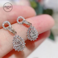 aazuo real 18k solid white gold natrual diamonds 0 7ct waterdrop stud earrings gifted for women advanced wedding party au750
