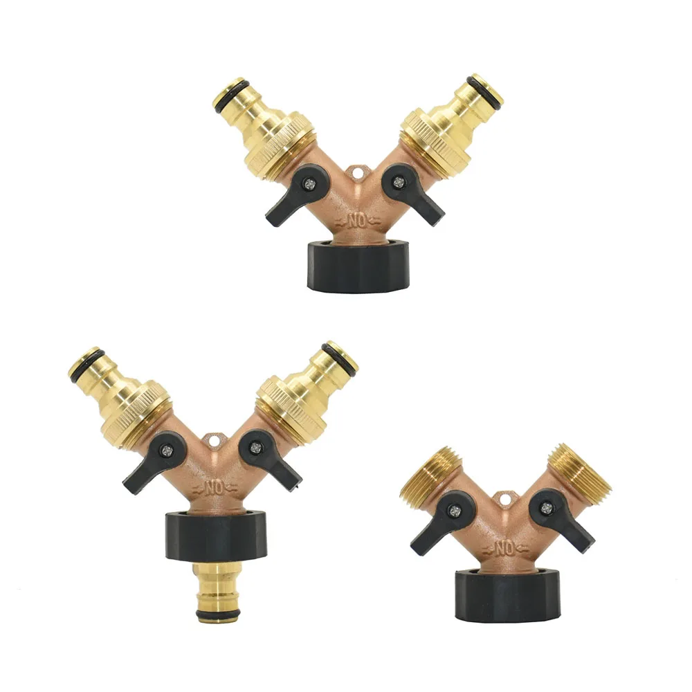 Brass 2-way Garden Tap Female 3/4 Y Irrigation Valve Water S