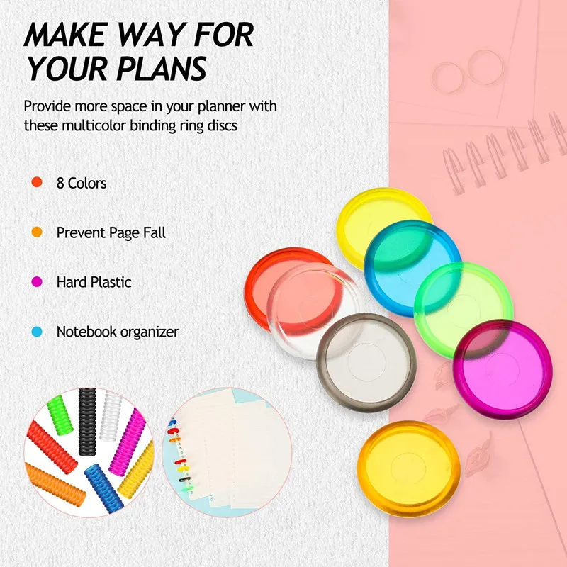 100 шт Красочный диск в кожаном переплете Discbound записные книжки/планировщика 24/28 мм