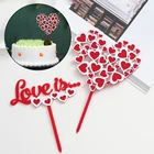 Флаг с надписью Happy Birthday Love, акриловый топ с надписью красно-белый торт, украшение для торта на День святого Валентина вечерние свадьбу