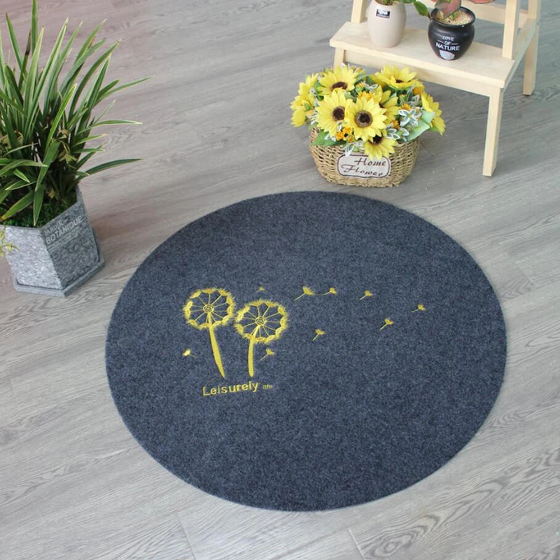 Вышитый дверной коврик нескользящий круглый ковер Придверный напольный для