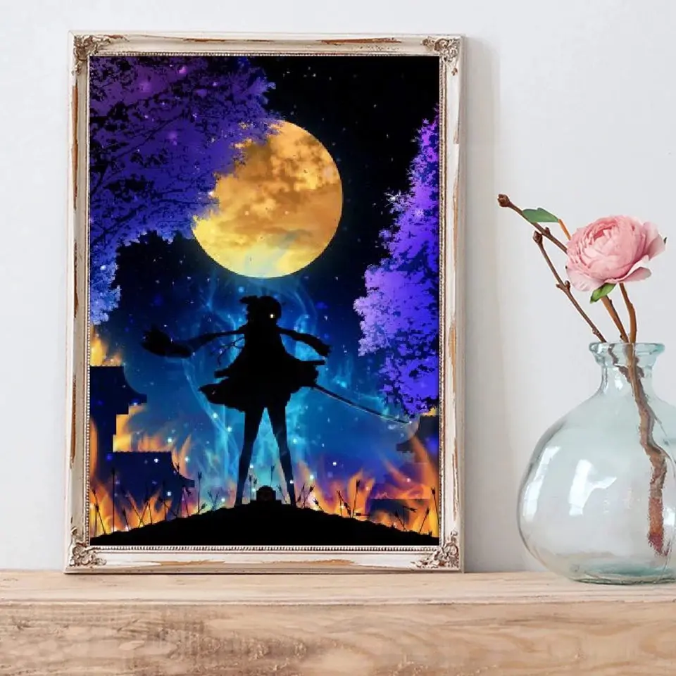 

New DIY5D Diamond Painting Portrait Elf Maiden Complete Set of Square Diamond Crossstitch Printed Bedroom Living Room Mural Gift